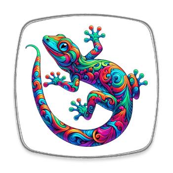 Gecko - Viereckiger Kühlschrankmagnet - Weiß - Vorne