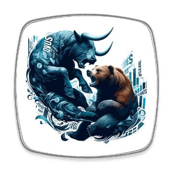Finance Taurus Bear Fight Wall Street Gift - Square fridge magnet - white - Front