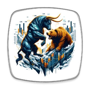 Finance Taurus Bear Fight Wall Street Gift - Square fridge magnet - white - Front