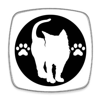 Katzen Logo Pfote Symbol Wappen Emblem Grafik Bild - Viereckiger Kühlschrankmagnet - Weiß - Vorne