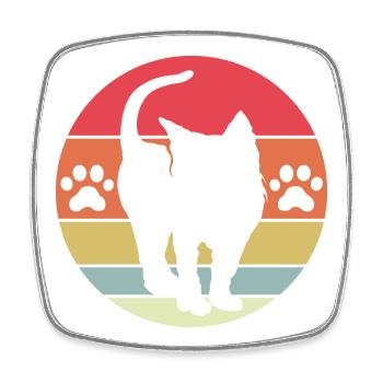 retro cat cute logo icon vintage illustration - Square fridge magnet - white - Front
