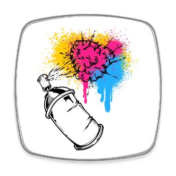 Graffiti Sprayer Spray Can Drawing Illustration - Square fridge magnet - white - Front
