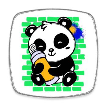 Graffiti Panda Zeichnen Illustration Spraydose - Viereckiger Kühlschrankmagnet - Weiß - Vorne
