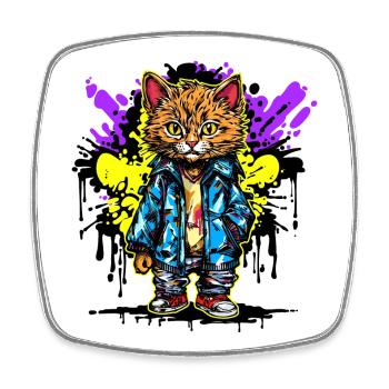 Art, Street Art, Wildstyle, Graffiti, Drawing - Square fridge magnet - white - Front