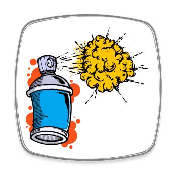 Drawing Illustration Graffiti Spray Can Sprayer - Square fridge magnet - white - Front