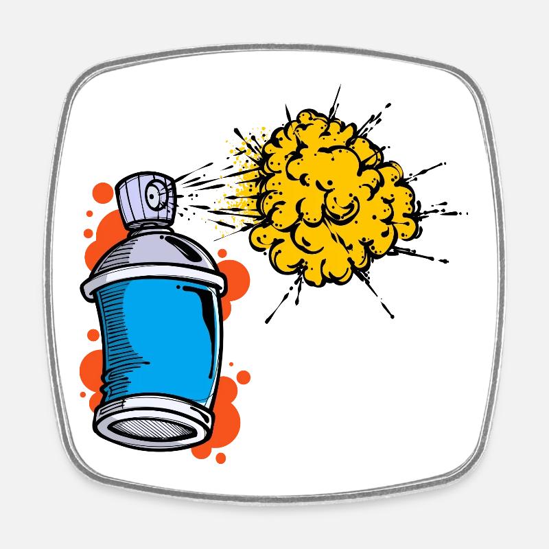 Zeichnen Illustration Graffiti Spraydose Sprayer - Viereckiger Kühlschrankmagnet - Weiß