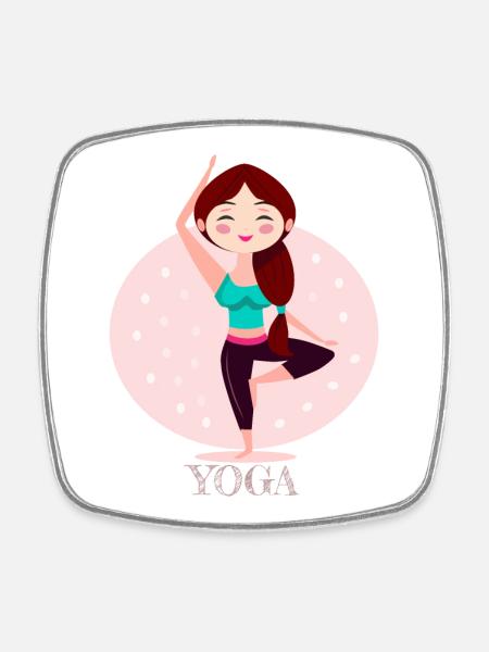 Yoga Girl - Square fridge magnet - white
