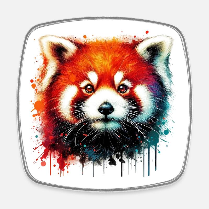 Red panda - Square fridge magnet - white