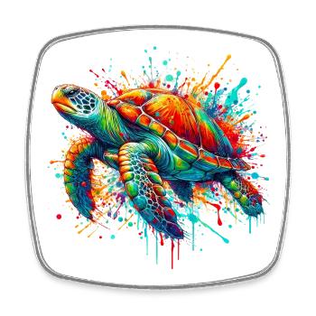 Turtle - Square fridge magnet - white - Front