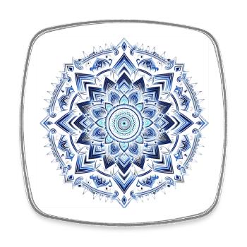Blaues geometrisches Mandala - Viereckiger Kühlschrankmagnet - Weiß - Vorne