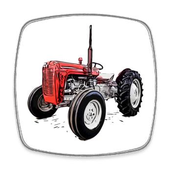 Roter M F 35 Traktor - Viereckiger Kühlschrankmagnet - Weiß - Vorne