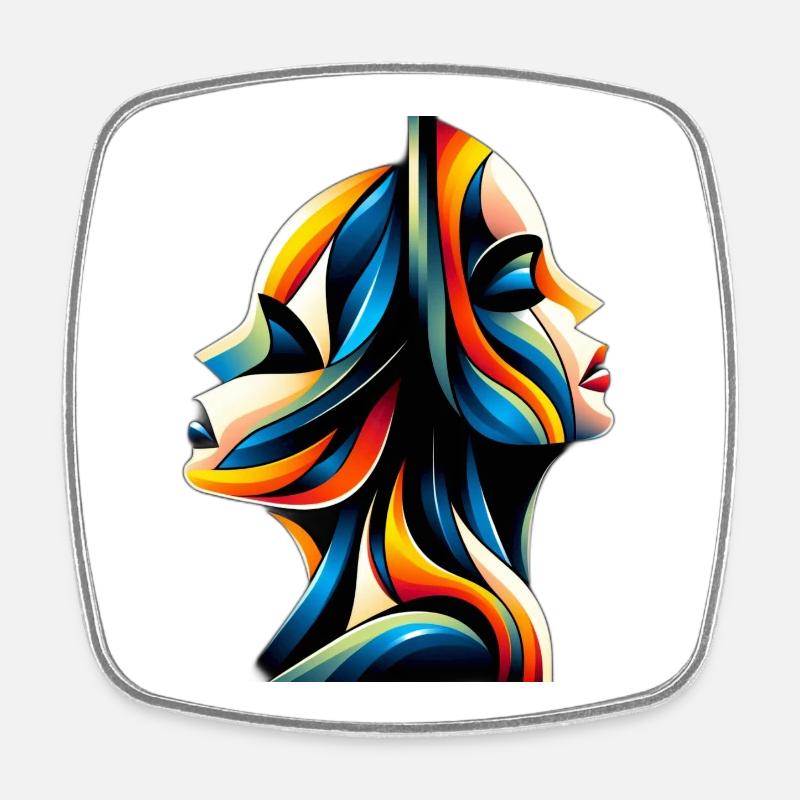 Kunstfigur - Viereckiger Kühlschrankmagnet - Weiß