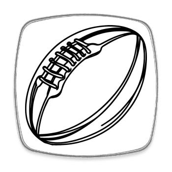 Ballon de rugby - Magnet carré - blanc - Devant