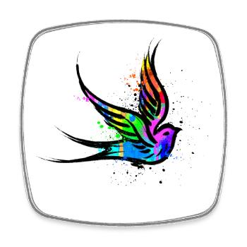 Bird Art Graffiti Drawing Illustration - Square fridge magnet - white - Front