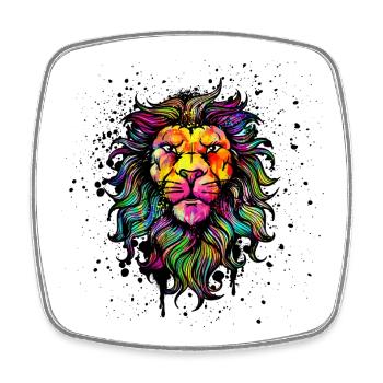 Lion Drawing Illustration Graffiti Street Art - Square fridge magnet - white - Front
