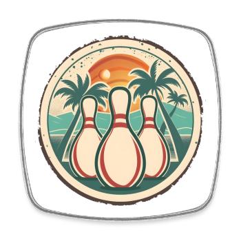 Bowling Grafik - Viereckiger Kühlschrankmagnet - Weiß - Vorne