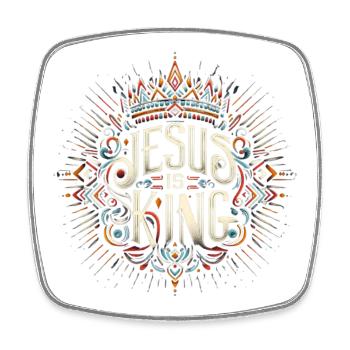 Jesus ist König Ornament Typo - Viereckiger Kühlschrankmagnet - Weiß - Vorne
