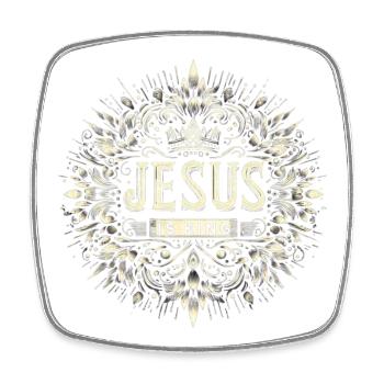 Jesus is King – Ornamental Wreath - Square fridge magnet - white - Front