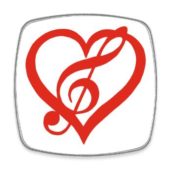 Music in the Heart (Red) - Square fridge magnet - white - Front