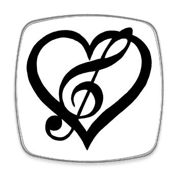 La musique dans le coeur (noir) - Magnet carré - blanc - Devant