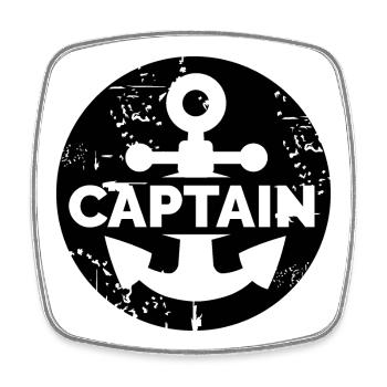 captain Logo alt benutz Symbol Schild Illustration - Viereckiger Kühlschrankmagnet - Weiß - Vorne