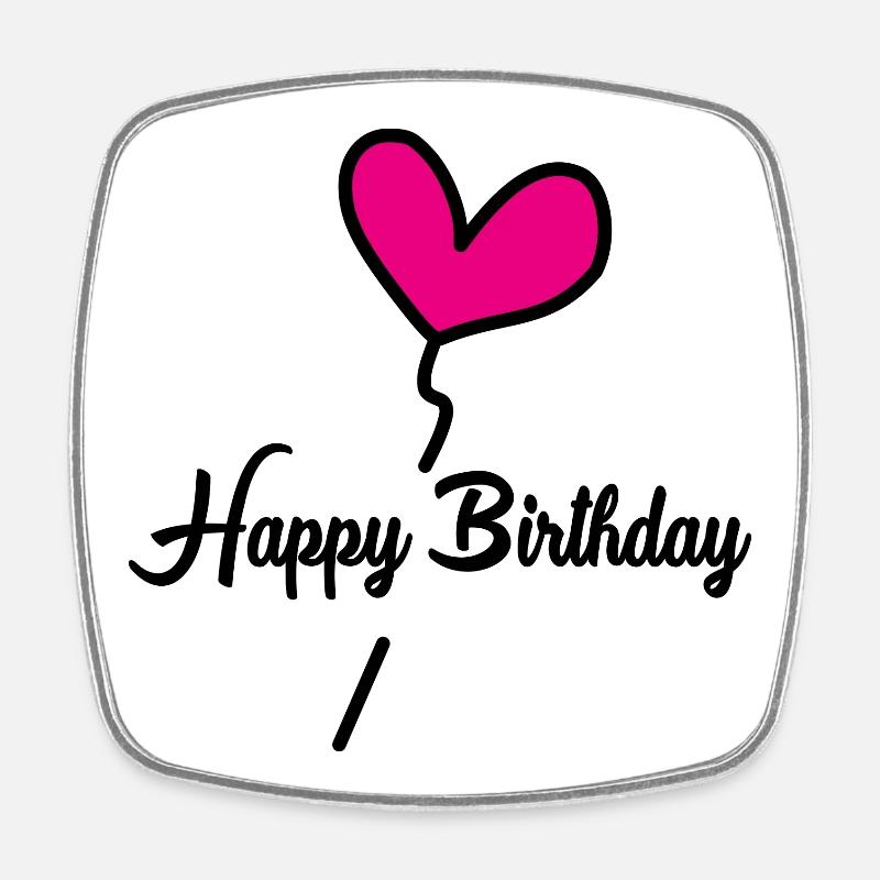 HAPPY BIRTHDAY - Magnet carré - blanc