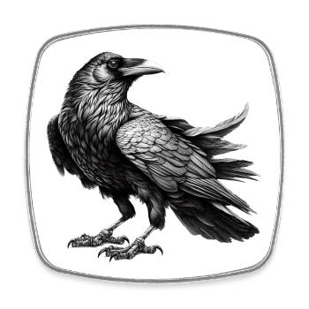 Schwarzweiß Raben Illustration - Viereckiger Kühlschrankmagnet - Weiß - Vorne