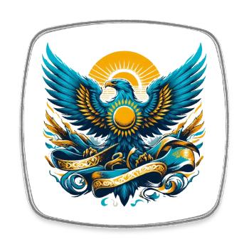 Kazakhstan Aigle Drapeau Drapeau Cadeau Dynamique - Magnet carré - blanc - Devant