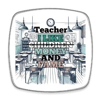 Lehrer Lehrerin Geld und Ruhm Geschenk - Viereckiger Kühlschrankmagnet - Weiß - Vorne