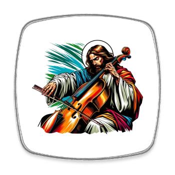 Conception musicale pour violoncelle Jesus Christ - Magnet carré - blanc - Devant