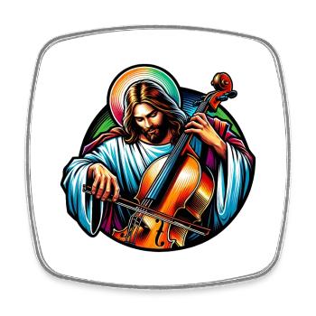 Musique pour violoncelle, design Jésus Christ - Magnet carré - blanc - Devant