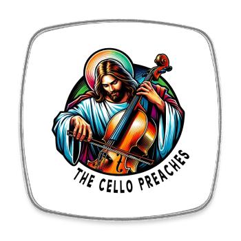 Das Cello predigt Jesus Christus - Viereckiger Kühlschrankmagnet - Weiß - Vorne