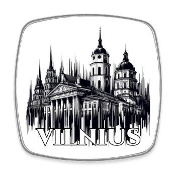 Vilnius Capital Lithuania Baltic Gift - Square fridge magnet - white - Front