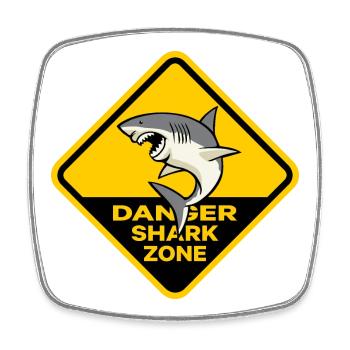 Danger Shark Zone - Square fridge magnet - white - Front