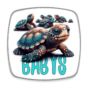 Tortoise Turtles Babies Gift - Square fridge magnet - white - Front
