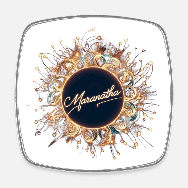 Maranatha Lichtkugel mit Strahlenkranz - Viereckiger Kühlschrankmagnet - Weiß