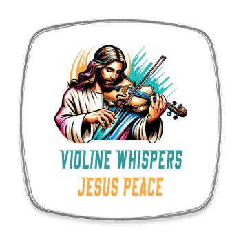 Violin whispers Jesus peace design - Square fridge magnet - white - Front