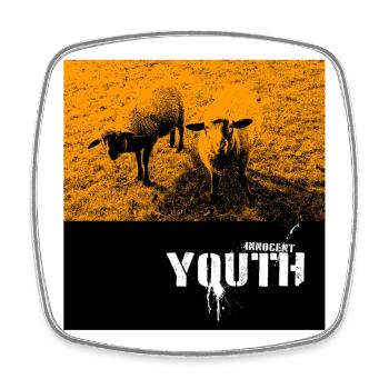 Naughty Sheep on Field with Graffiti Text - Square fridge magnet - white - Front