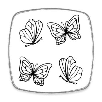 Frühlingszeit: Zarte Lineart-Schmetterlinge - Viereckiger Kühlschrankmagnet - Weiß - Vorne