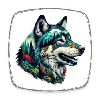 Wolf - Viereckiger Kühlschrankmagnet - Weiß - Vorne