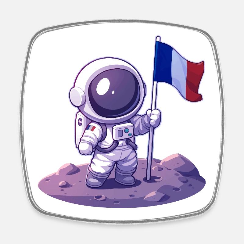 Astronaute Français - Magnet carré - blanc
