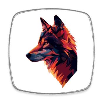 Illustration de Loup coloré - Magnet carré - blanc - Devant