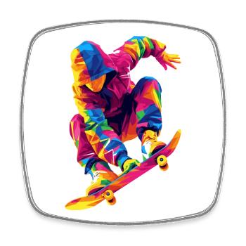 Man Who Skates - Square fridge magnet - white - Front