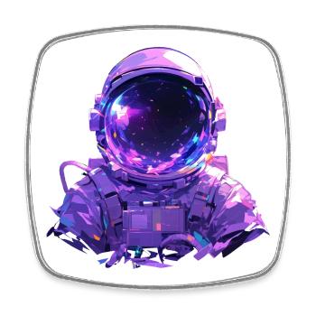 Astronauten-Helm - Viereckiger Kühlschrankmagnet - Weiß - Vorne
