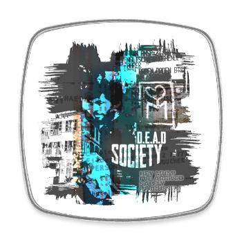 Street Art urbain I D.E.A.D Society Design - Magnet carré - blanc - Devant