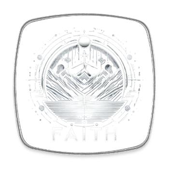 Faith: Silver Mountain Circle Metal Design - Square fridge magnet - white - Front