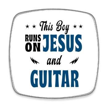 Ce garçon joue de Jésus et de la guitare - Magnet carré - blanc - Devant