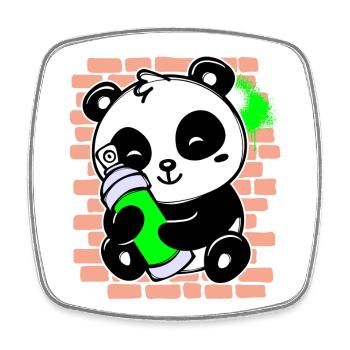 Panda Sprayer Graffiti Spraydose Street Art Kunst - Viereckiger Kühlschrankmagnet - Weiß - Vorne