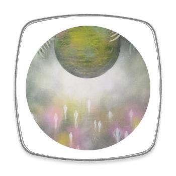 Into the light - Square fridge magnet - white - Front