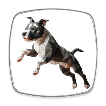 dog Staffordshire Bull Terrier origami 3d - Square fridge magnet - white - Front